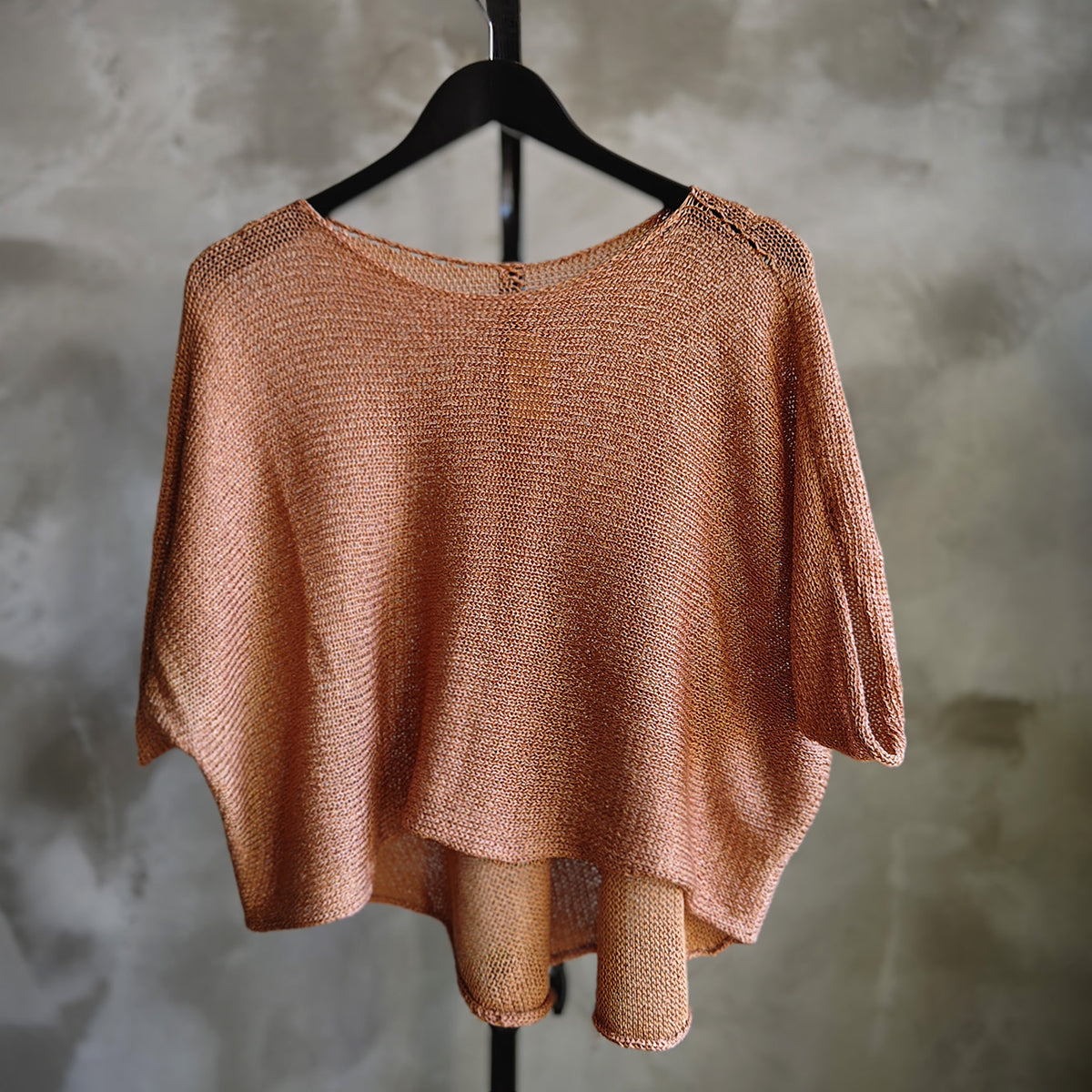 Front view of High Low Top in Peachy Sparkles