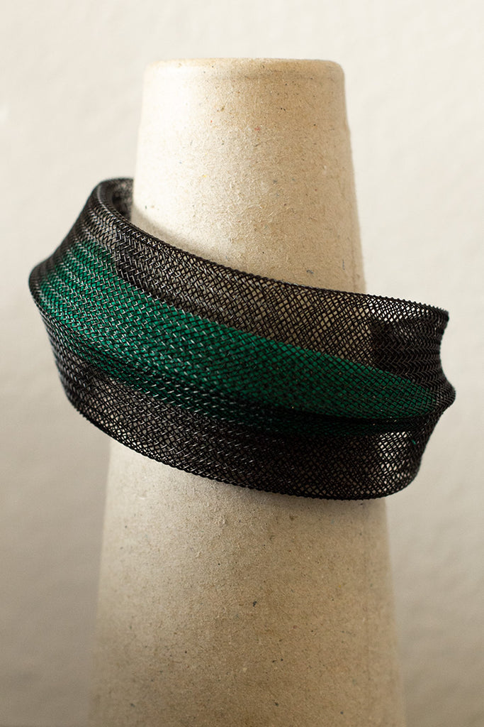 Green inside black double mesh bangle