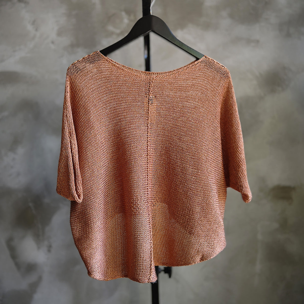 Back view of High Low Top in Peachy Sparkles 