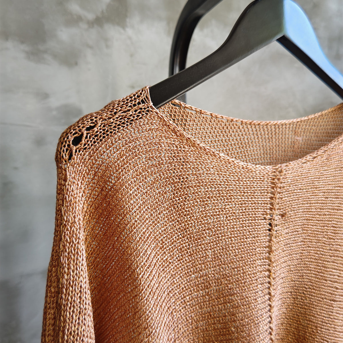 Detailed fabric view of High Low Top in Peachy Sparkles colourway