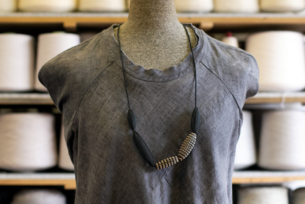 Entwined Bronze mesh loop necklace
